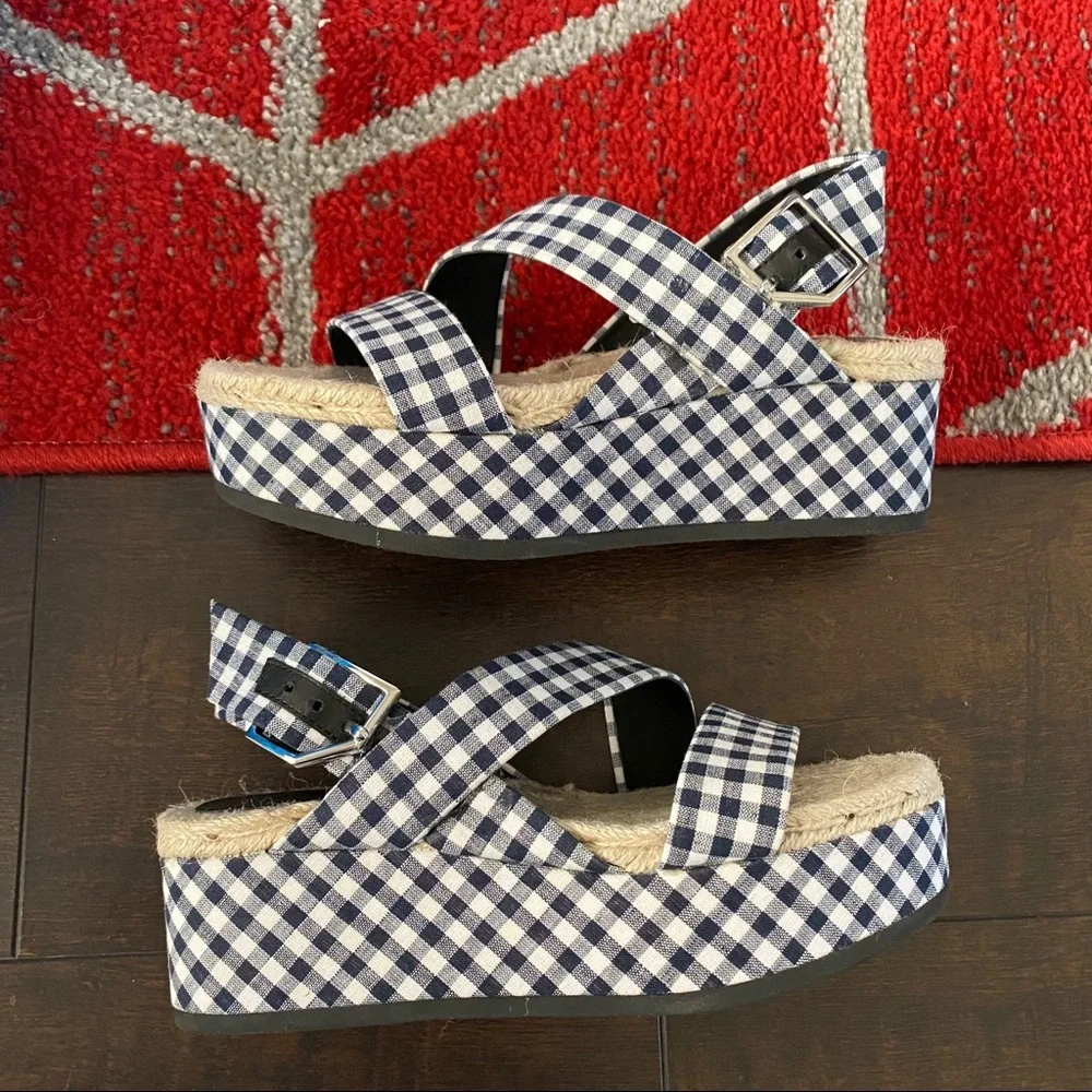 Rag & Bone Womens Megan Blue Espadrilles 5 Checkered